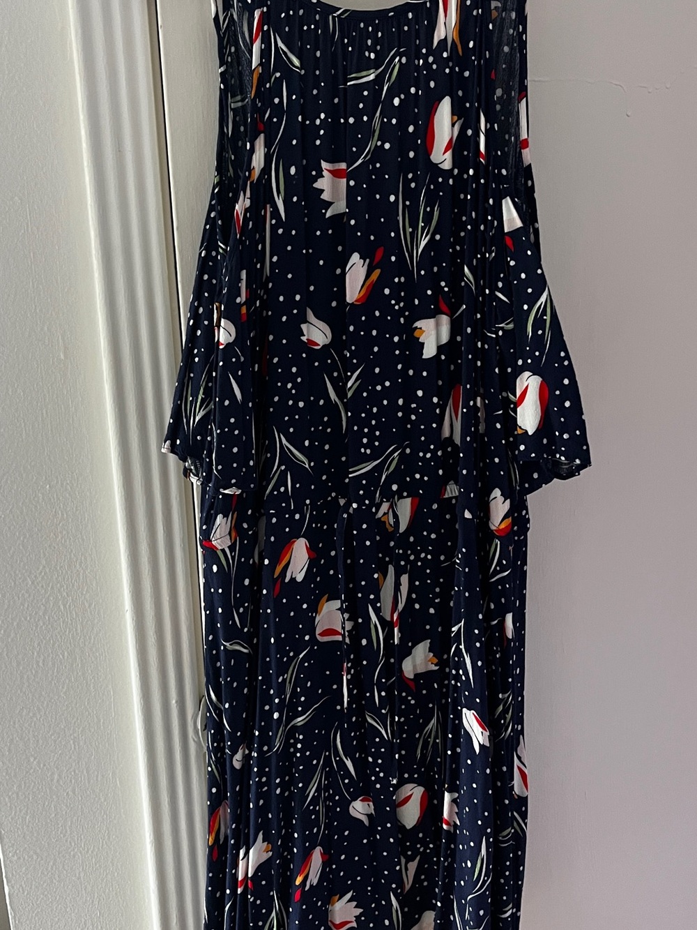 Black Swan Navy Floral Polka Dot Maxi Dress